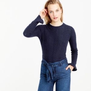 J Crew XXS cable knit soft sweater flare sleeves